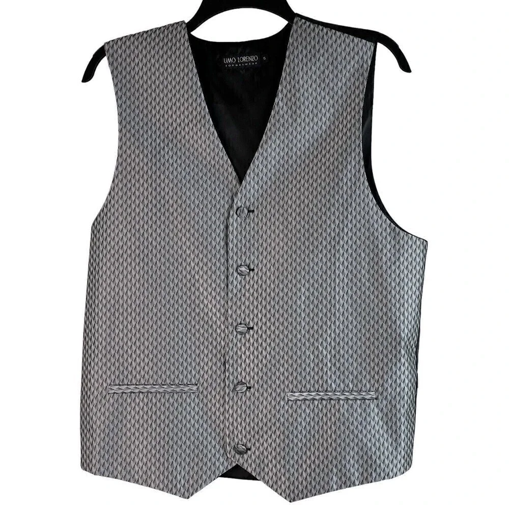 Umo Lorenzo Formal Wear Vest Silver Gray Black Size Small New without Tags